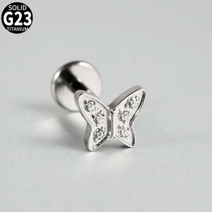 G23 Mulit Little Stone Butterfly Threadless Flatback Labret Ear Piercing