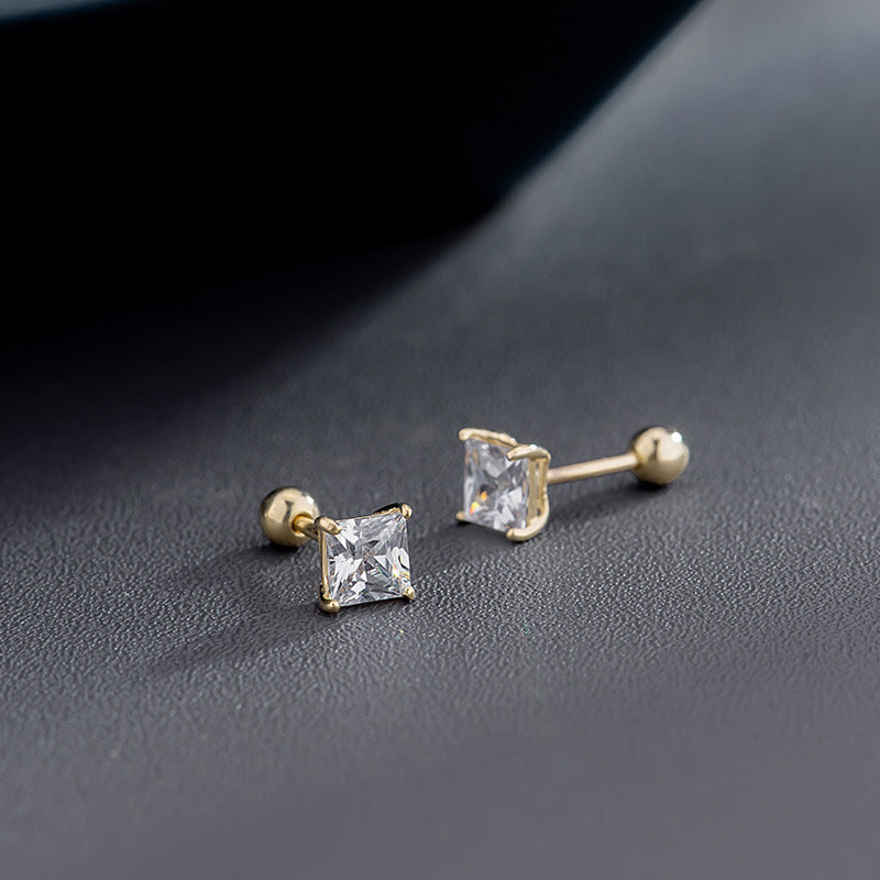 14K Gold Push-in Labret Piercing Stud with 5A Zircon – for Lip, Helix & Cartilage