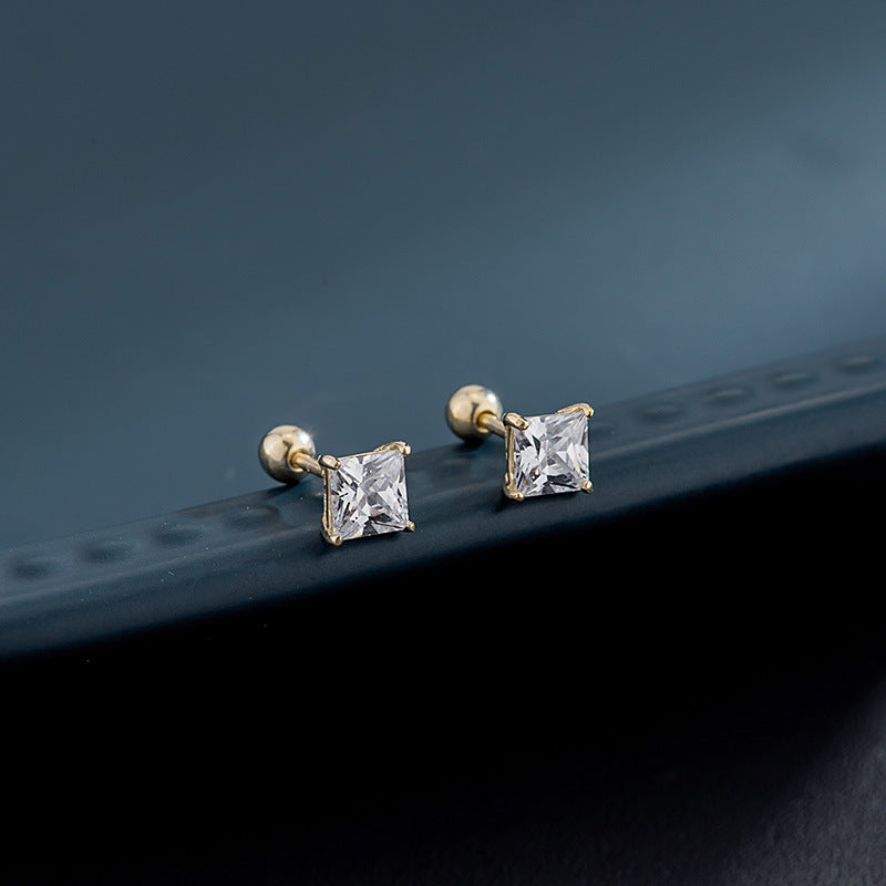 14K Gold Push-in Labret Piercing Stud with 5A Zircon – for Lip, Helix & Cartilage
