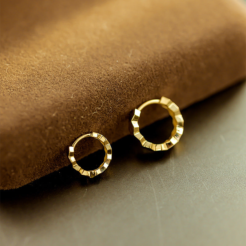 18K/14K Solid Gold Geometric Polished Drop Earrings – Minimalist Luxury Design