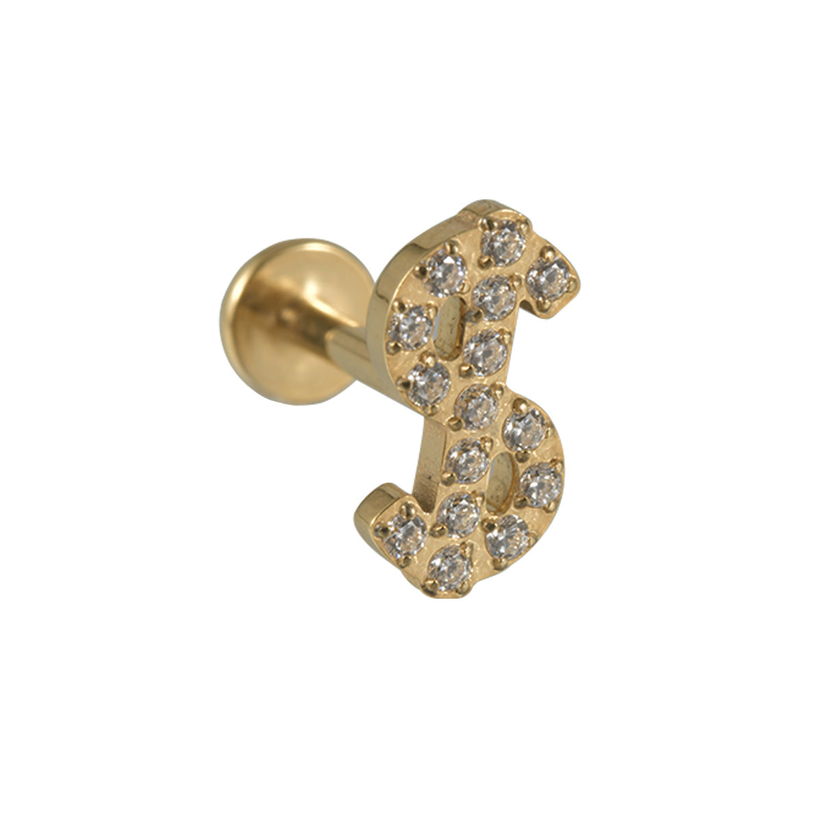 G23/F136 US DOLLAR Shape Zircon Sign Threadless Flatback Rook Ear Piercing