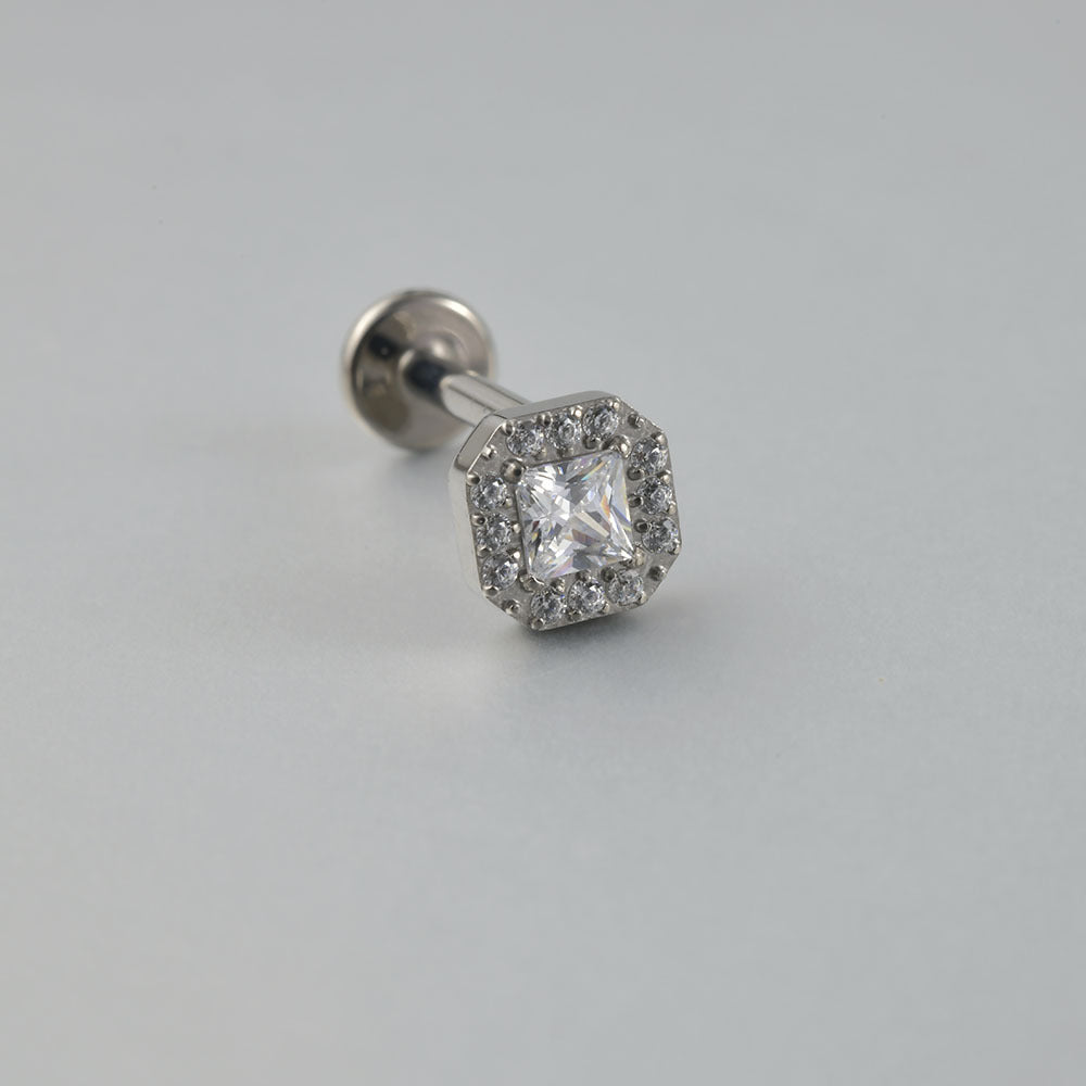 Big square Zircon Stone Labret Threadless Tragus Ear loops