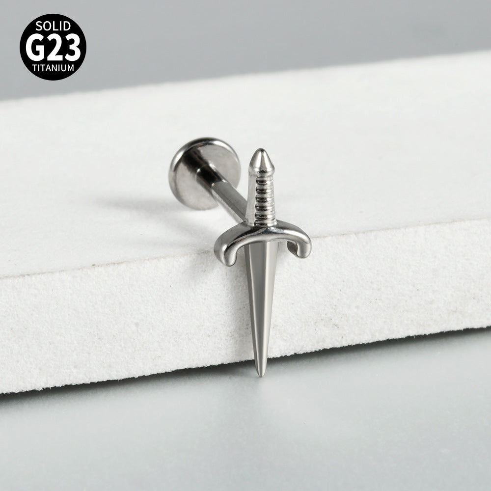 G23 Little Sword Labret Ear Piercing Threadless Flatback Jewelry