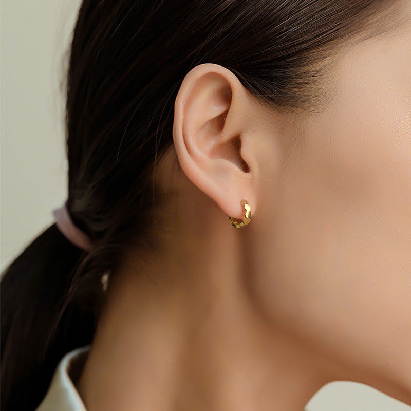 18K/14K Solid Gold Geometric Polished Drop Earrings – Minimalist Luxury Design