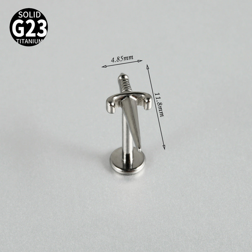 G23 Little Sword Labret Ear Piercing Threadless Flatback Jewelry