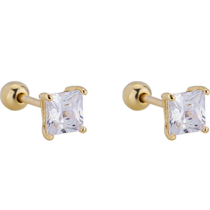 14K Gold Push-in Labret Piercing Stud with 5A Zircon – for Lip, Helix & Cartilage