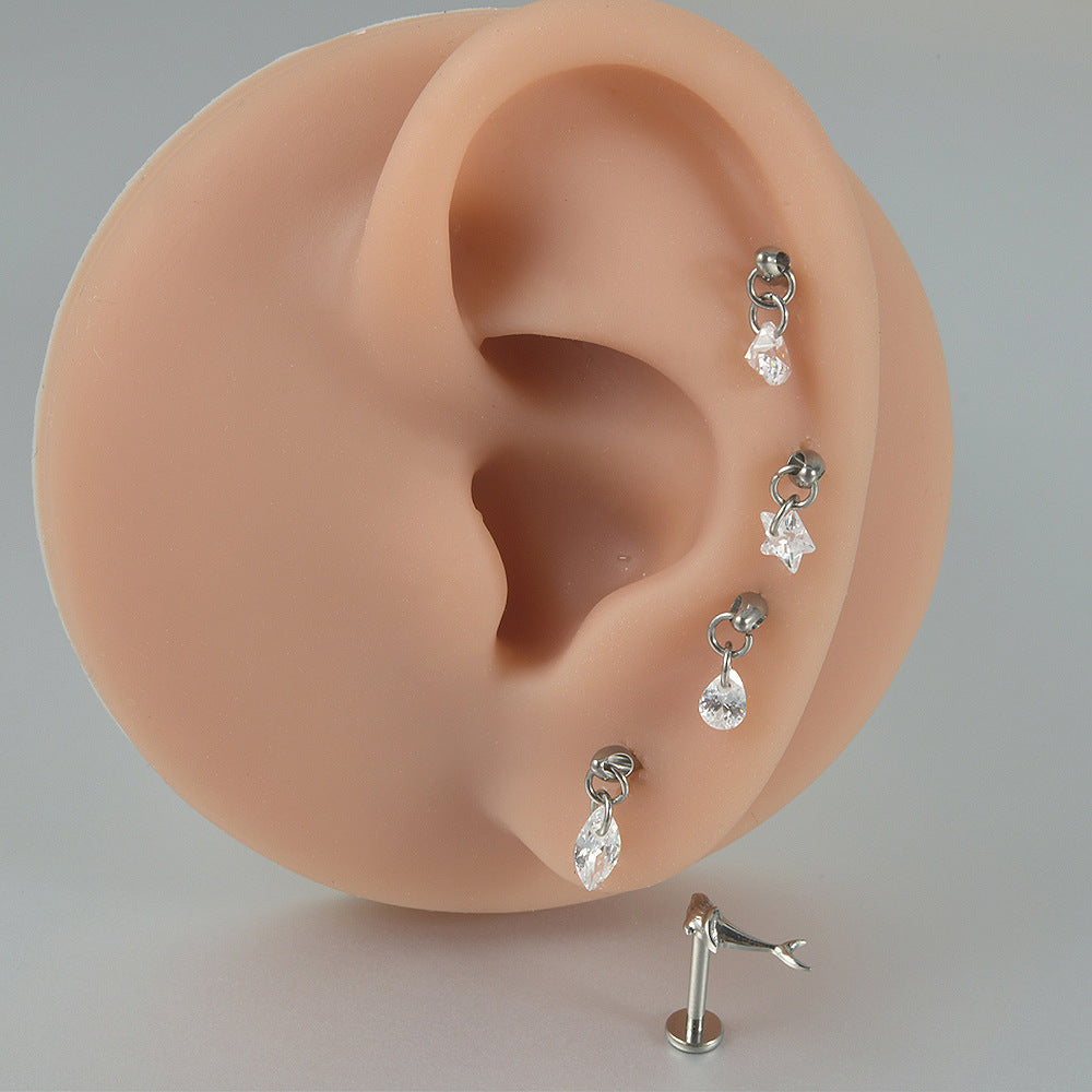 Star/Heart/Waterdrop Pendant Ear Rook Threadless Piercing