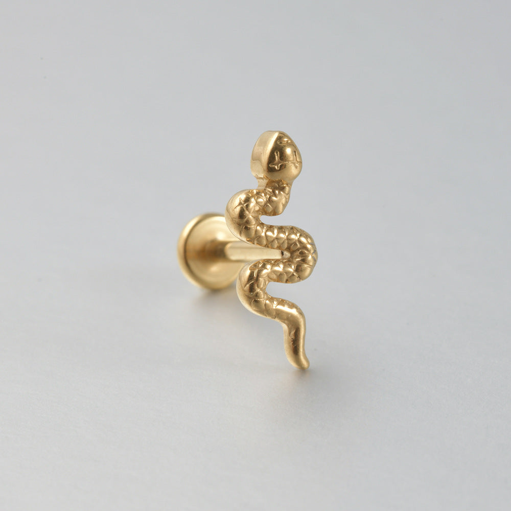 Cute Snake Flatback Threadless Lip Ring Labret Ear Piercing