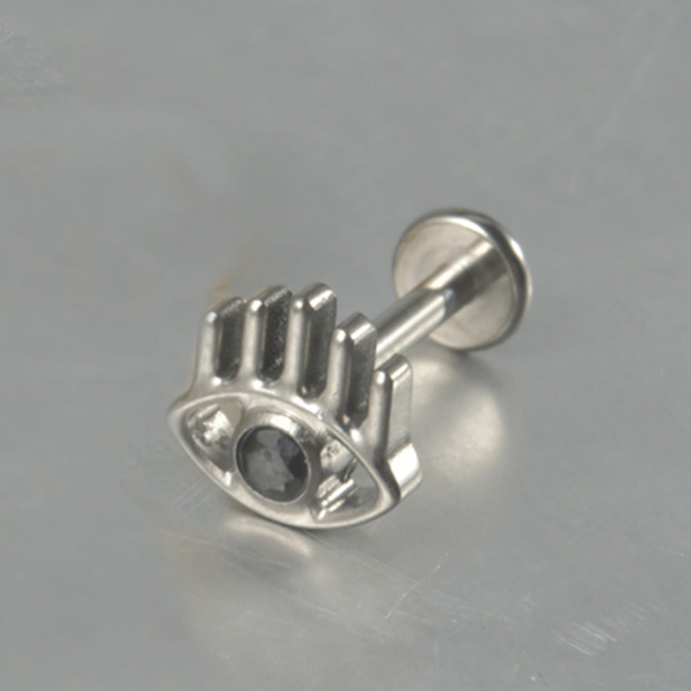 Big Devil Eyes Black stone Flatback Push-in Pin Labret Tragus Piercing