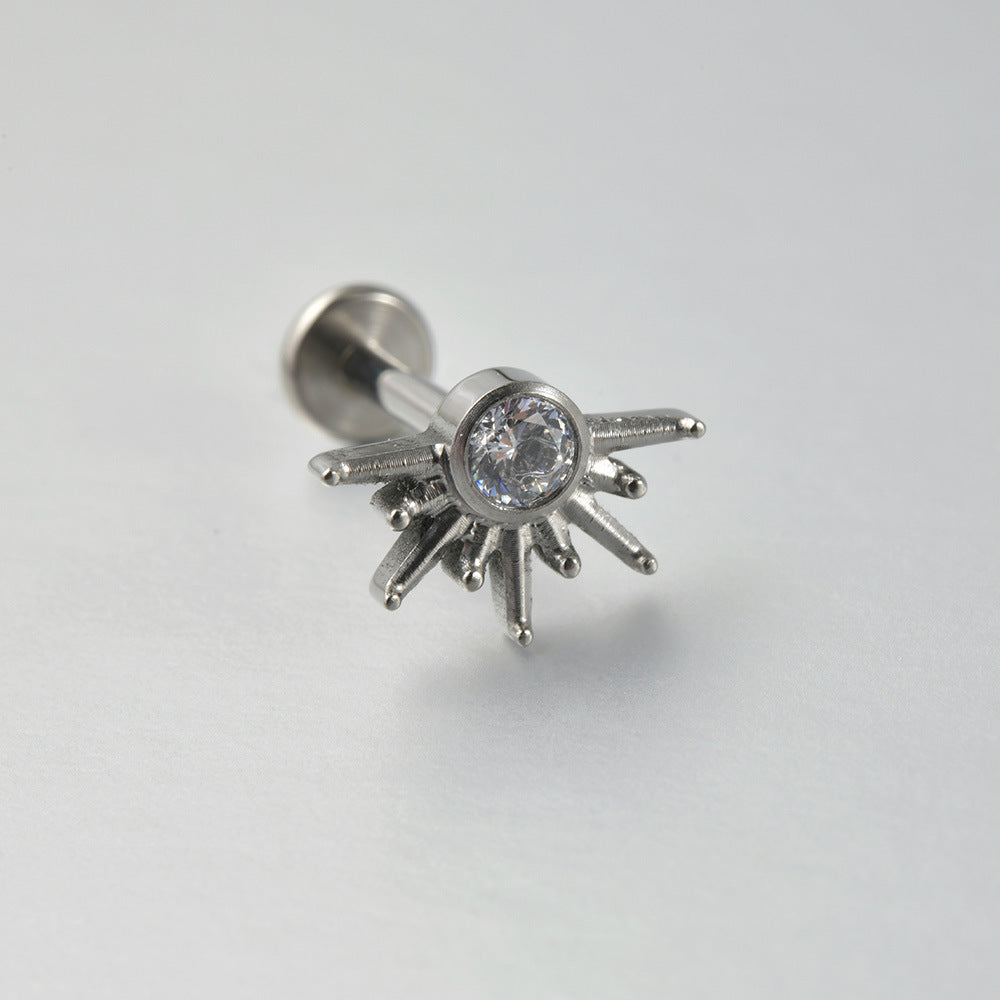 Little Sun shape 18G Threadless Flatback Labret Ear Piercing