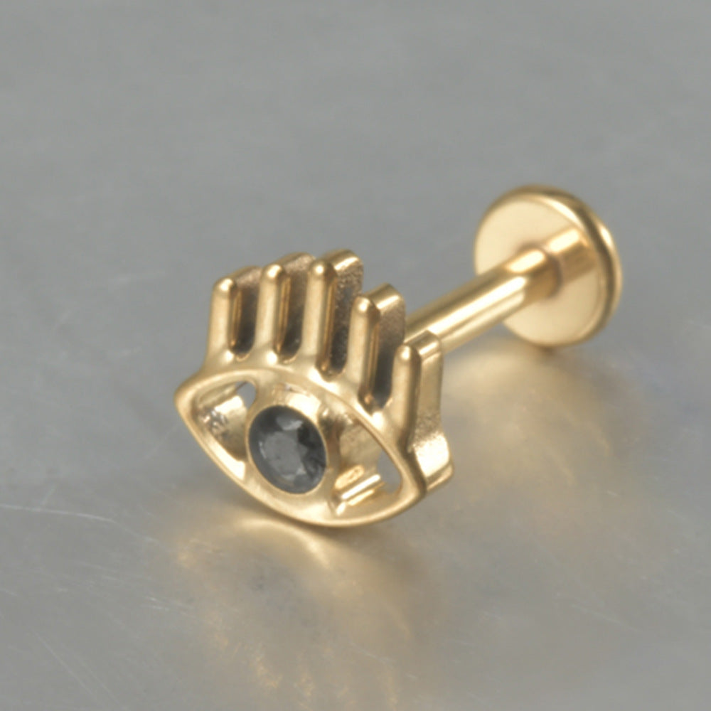 Big Devil Eyes Black stone Flatback Push-in Pin Labret Tragus Piercing