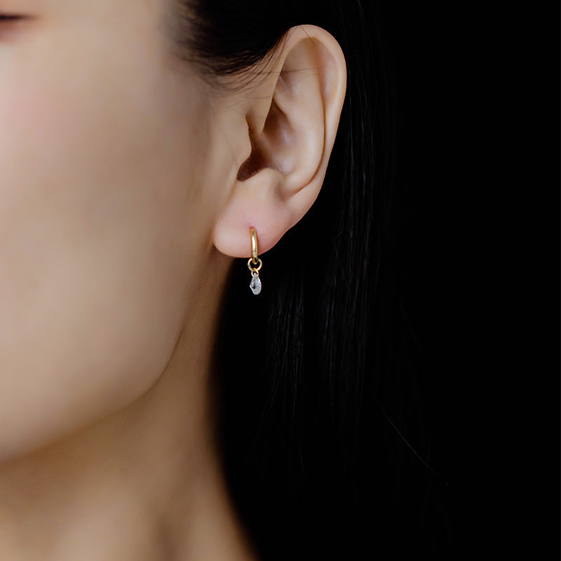 14K Solid Gold Moissanite stone for simple pendant Huggies Earrings