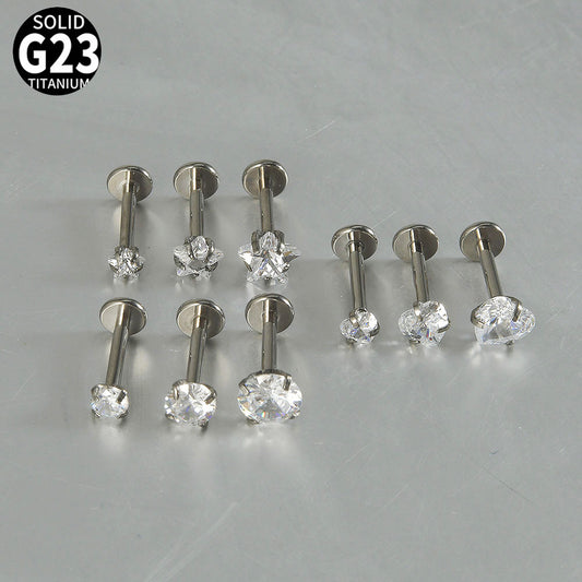 18G Star Heart Round crystal threadless Labret Ear Piercing