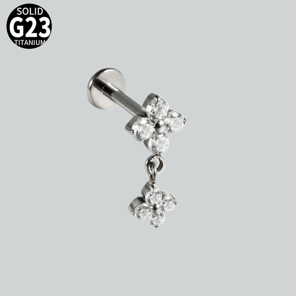 16/18/20G Flowers Drop Pendant Push-in Pin Flatback Ear Piercing