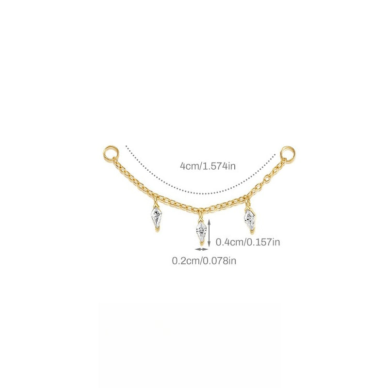 ASTM F136 Marquise Zircon Pendant Long Chain Cartilage Piercing Earrings Accessories