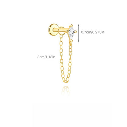 ASTM F136 Zircon classic tassel chain hidden cartilage piercing earrings