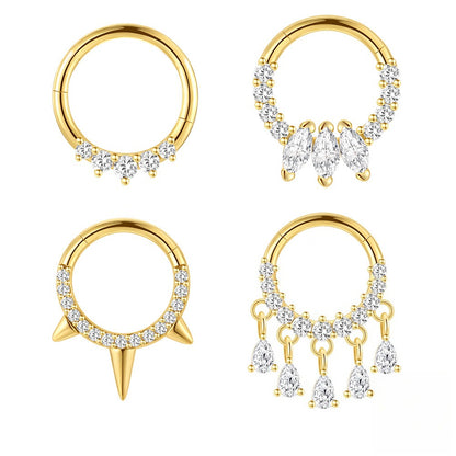 ASTM F136 Zircon Tassel Ear Cuff Nose Ring Piercing Earring Tragus