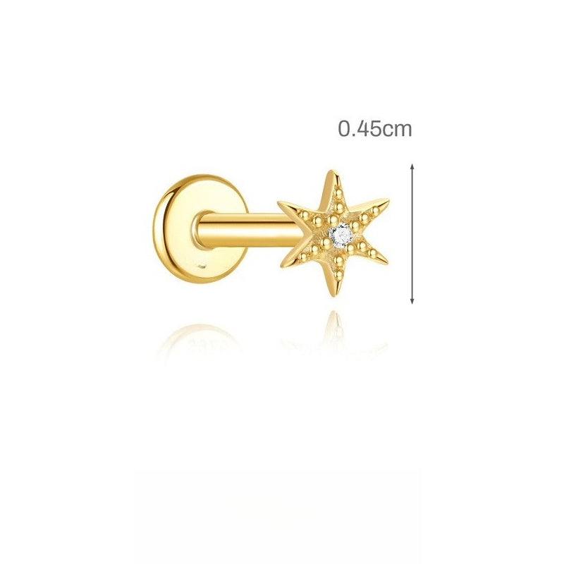 ASTM F136 Geometric Star Rhinestones Flat Back Cartilage Piercing Earrings
