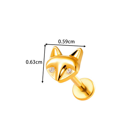 G23/F136 Titanium Fox, Wine Glass, Clover, Fish Internally Threaded Labret & Cartilage Piercing Jewelry