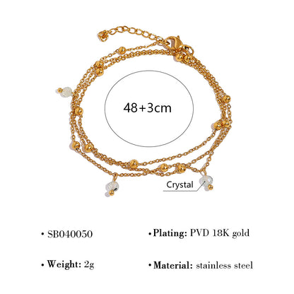 18K Gold Plated Titanium Steel Four-Leaf Clover Shell Pendant Necklace & Bracelet Set | Elegant Crystal Jewelry