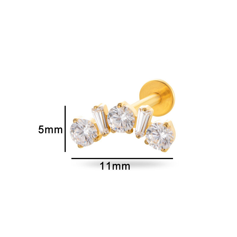 G23/F136 Titanium Zircon Luxury Ear Cartilage & Lip Piercing Jewelry