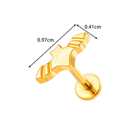 G23/F136 Titanium Zircon-Set Cherry, Dragonfly, Cherry Blossom, Bat, Leaf Internal Thread Lip & Cartilage Piercing Jewelry