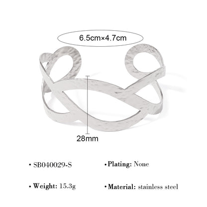 18K Gold Plated Stainless Steel Geometric Bangle Bracelet Series | Wave, Floral, Scroll, Brushed Hollow Designs