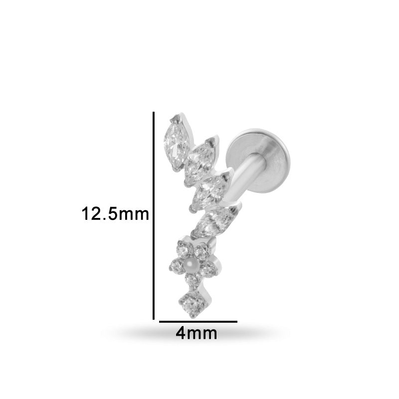 G23/F136 Titanium Zircon Luxury Ear Cartilage & Lip Piercing Jewelry