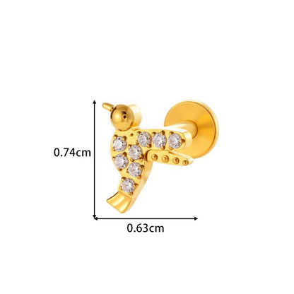 Titanium Threaded Piercing Stud – Hypoallergenic Flat Back Earring with Sparkling Zircon