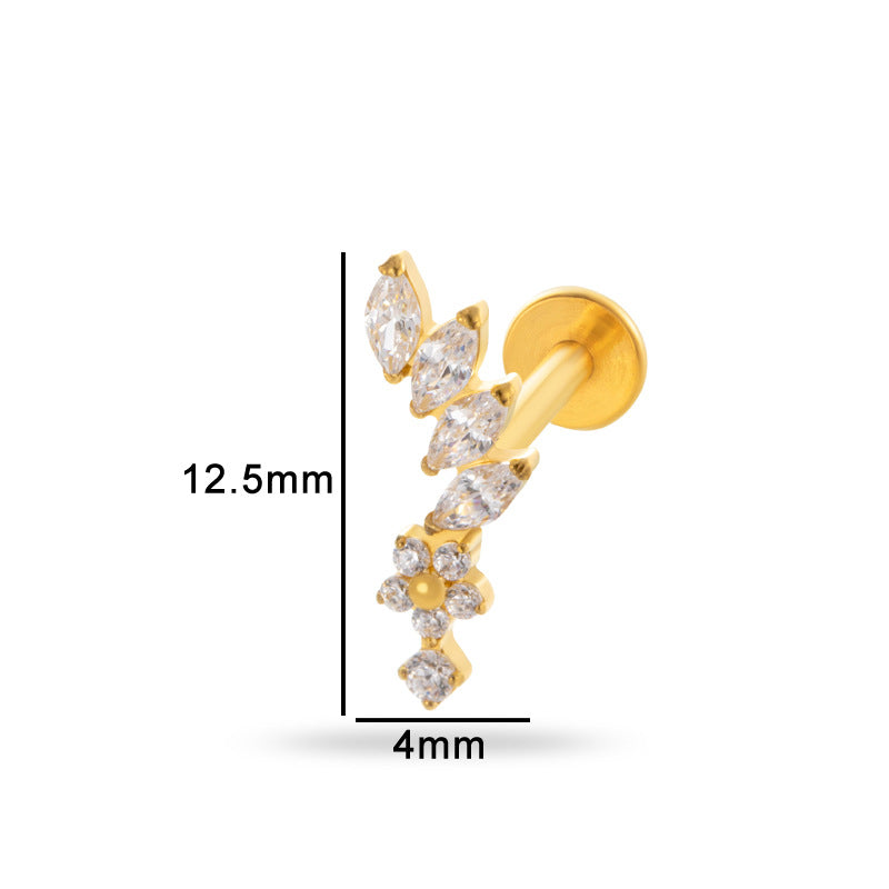 G23/F136 Titanium Zircon Luxury Ear Cartilage & Lip Piercing Jewelry