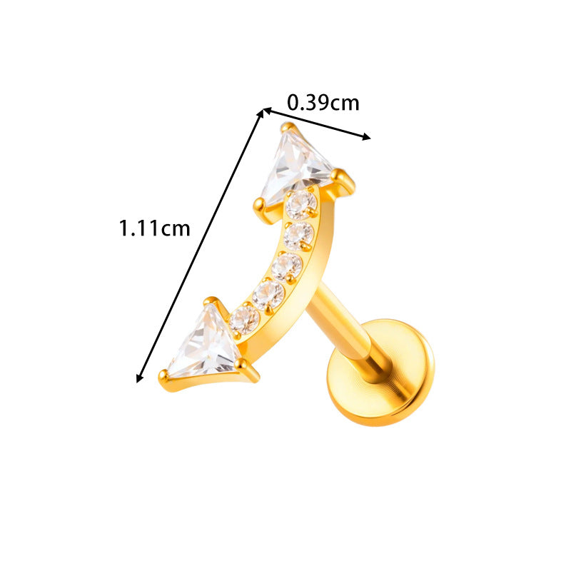 G23/F136 Titanium Zircon-Set Cherry, Dragonfly, Cherry Blossom, Bat, Leaf Internal Thread Lip & Cartilage Piercing Jewelry