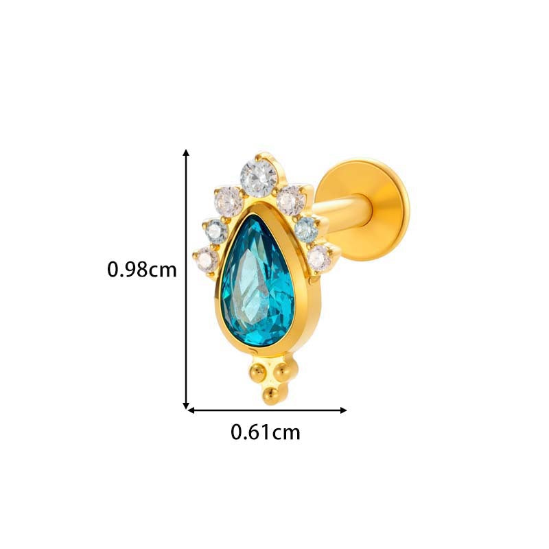 Titanium Threaded Piercing Stud – Hypoallergenic Flat Back Earring with Sparkling Zircon