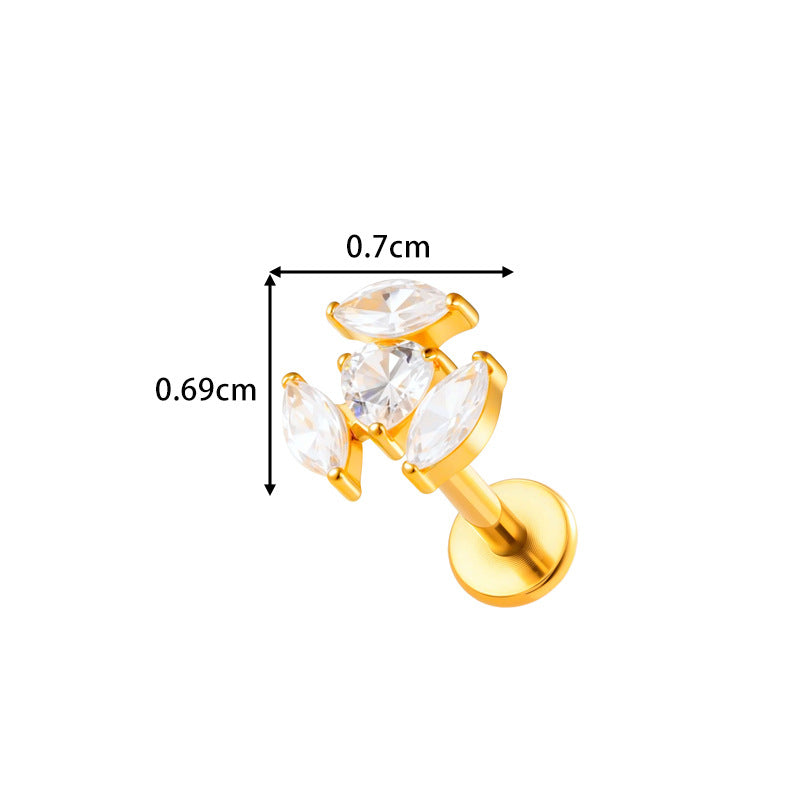 G23/F136 Titanium Fox, Wine Glass, Clover, Fish Internally Threaded Labret & Cartilage Piercing Jewelry