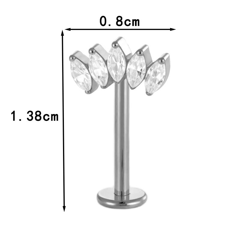 G23 Titanium Flower Lip Piercing & Cartilage Piercing Jewelry – High-End Design with Zircon | Wanti Jewelry