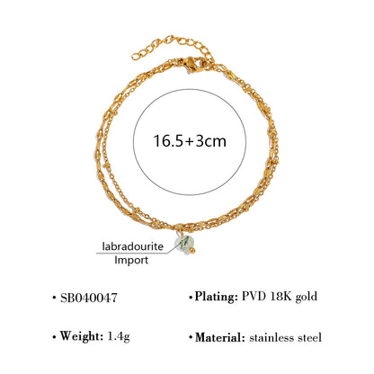 18K Gold Plated Titanium Steel Four-Leaf Clover Shell Pendant Necklace & Bracelet Set | Elegant Crystal Jewelry