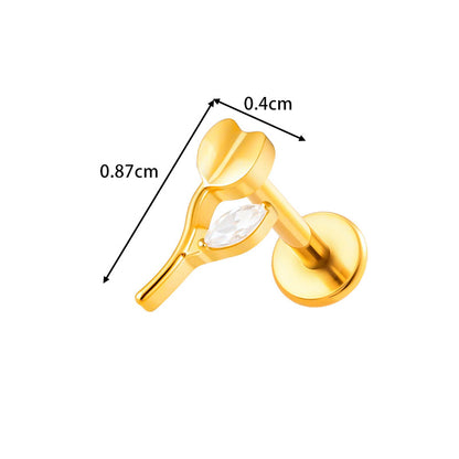 G23/F136 Titanium Zircon-Set Cherry, Dragonfly, Cherry Blossom, Bat, Leaf Internal Thread Lip & Cartilage Piercing Jewelry