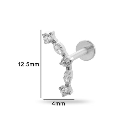 G23/F136 Titanium Zircon Luxury Ear Cartilage & Lip Piercing Jewelry
