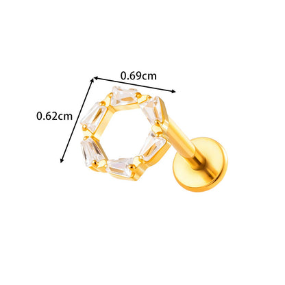 G23/F136 Titanium Zircon-Set Cherry, Dragonfly, Cherry Blossom, Bat, Leaf Internal Thread Lip & Cartilage Piercing Jewelry