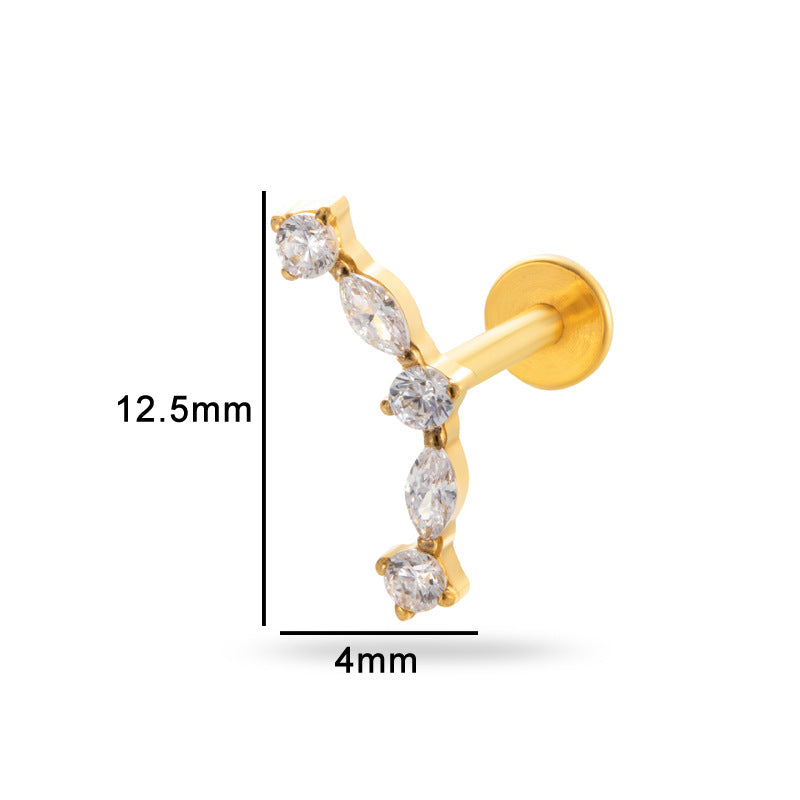 G23/F136 Titanium Zircon Luxury Ear Cartilage & Lip Piercing Jewelry