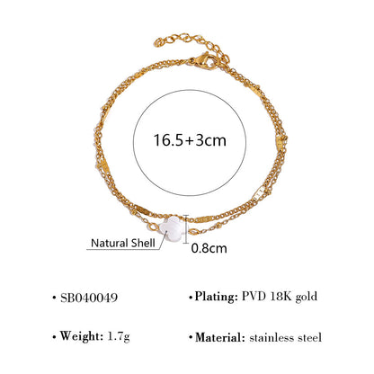 18K Gold Plated Titanium Steel Four-Leaf Clover Shell Pendant Necklace & Bracelet Set | Elegant Crystal Jewelry