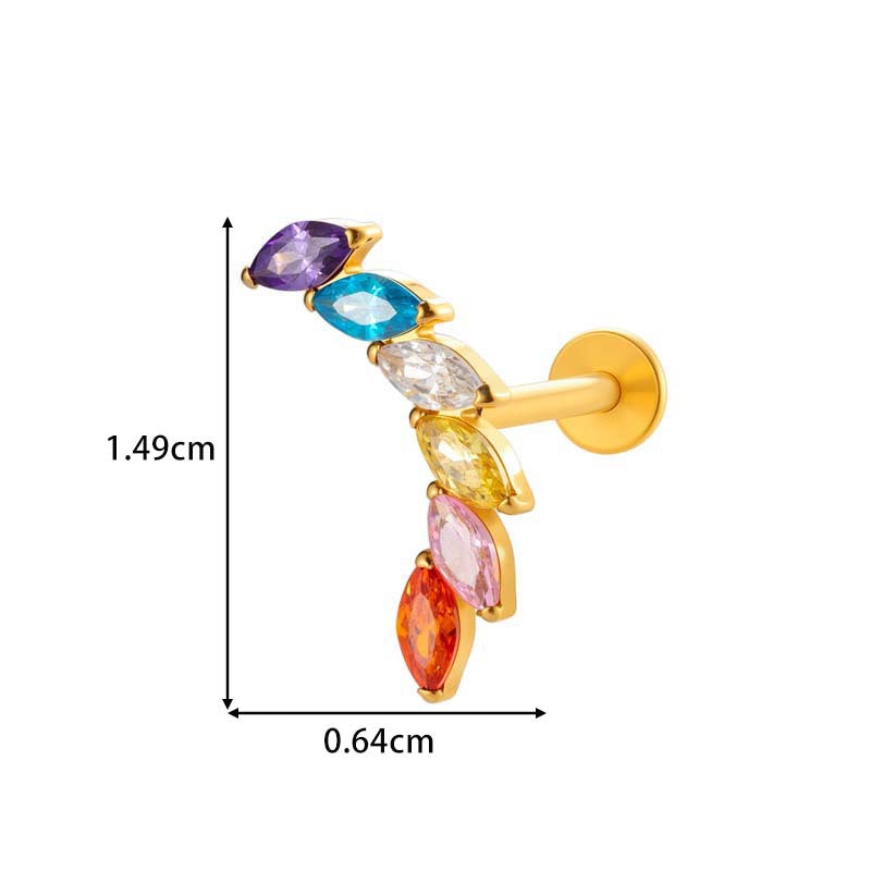 Titanium Threaded Piercing Stud – Hypoallergenic Flat Back Earring with Sparkling Zircon