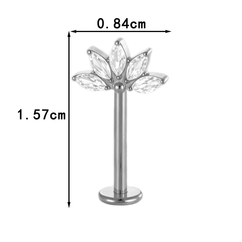 G23 Titanium Flower Lip Piercing & Cartilage Piercing Jewelry – High-End Design with Zircon | Wanti Jewelry