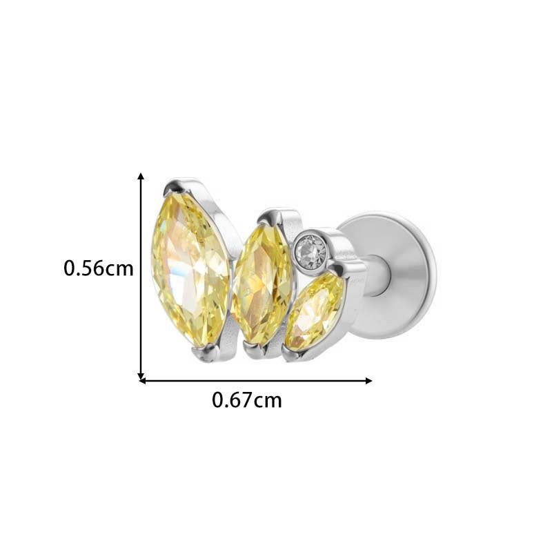 Titanium Threaded Piercing Stud – Hypoallergenic Flat Back Earring with Sparkling Zircon