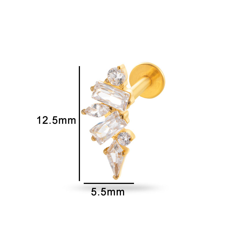 G23/F136 Titanium Zircon Luxury Ear Cartilage & Lip Piercing Jewelry