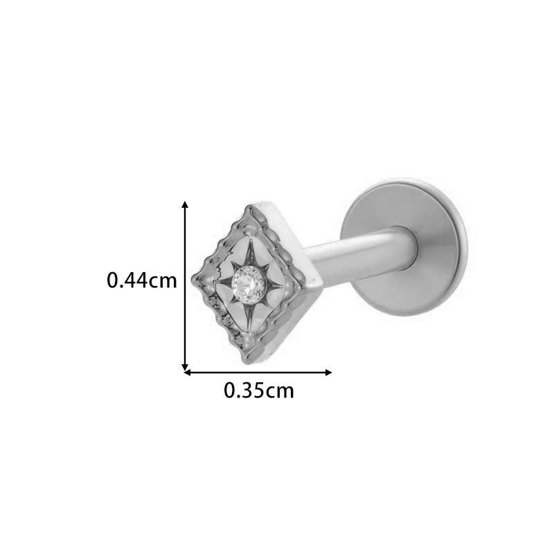 Titanium Threaded Piercing Stud – Hypoallergenic Flat Back Earring with Sparkling Zircon