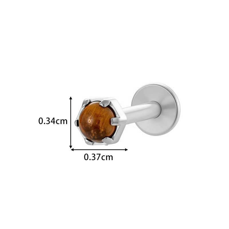 Titanium Threaded Piercing Stud – Hypoallergenic Flat Back Earring with Sparkling Zircon