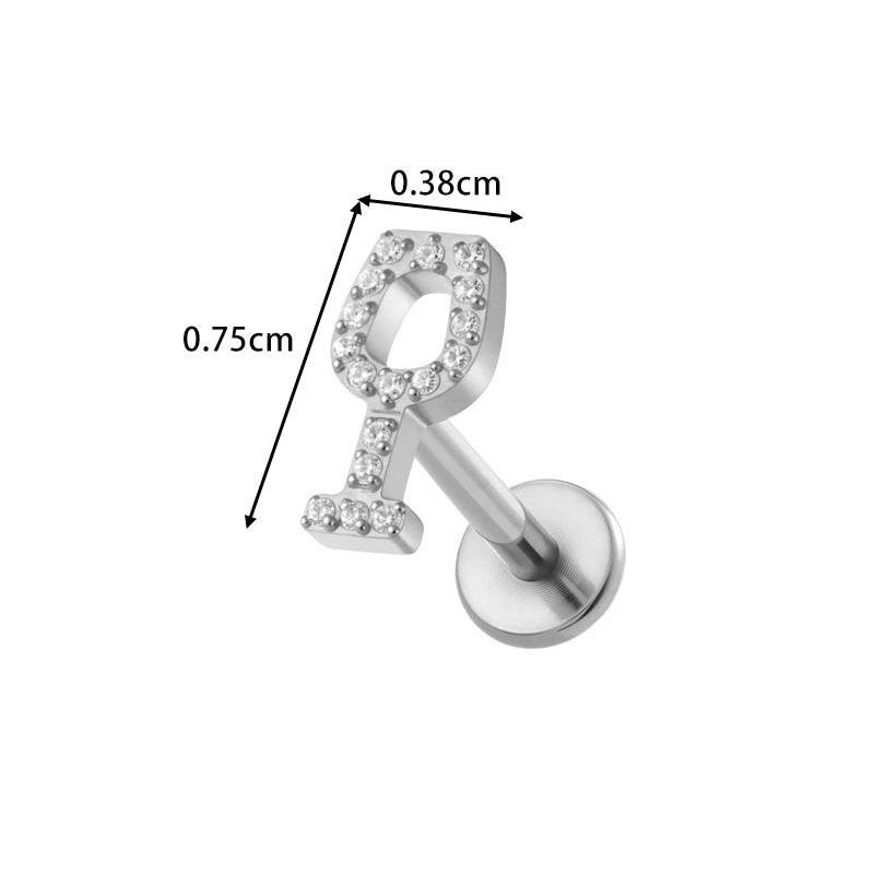 G23/F136 Titanium Fox, Wine Glass, Clover, Fish Internally Threaded Labret & Cartilage Piercing Jewelry