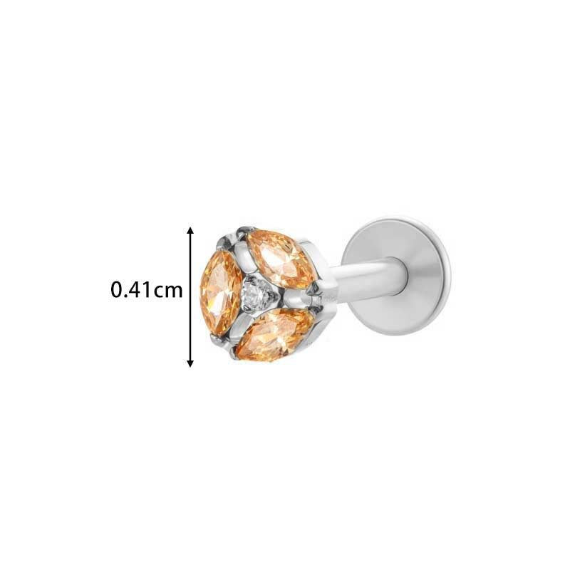 Titanium Threaded Piercing Stud – Hypoallergenic Flat Back Earring with Sparkling Zircon