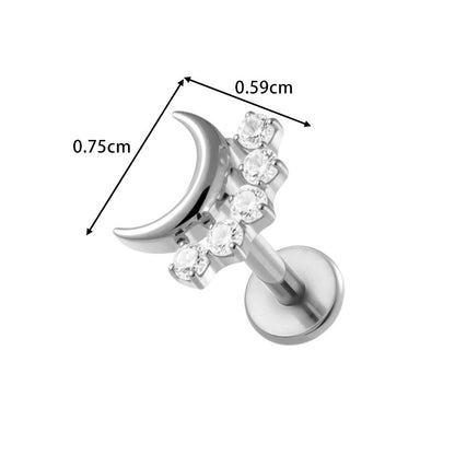 G23/F136 Titanium Zircon-Set Cherry, Dragonfly, Cherry Blossom, Bat, Leaf Internal Thread Lip & Cartilage Piercing Jewelry