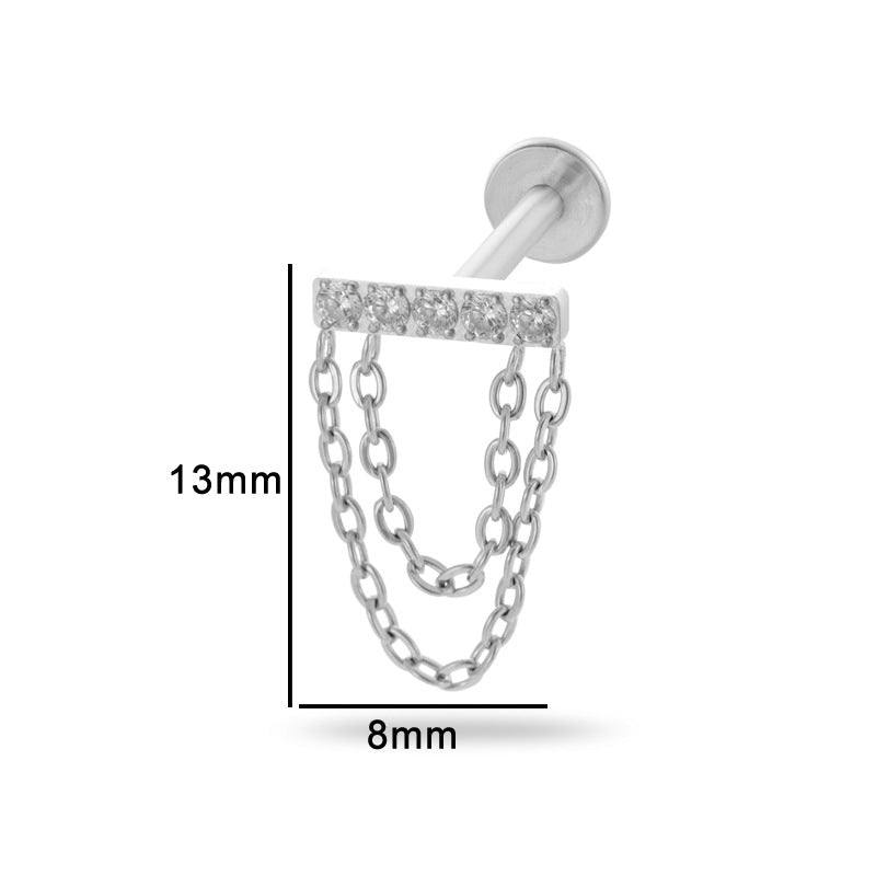 G23/F136 Titanium Zircon Luxury Ear Cartilage & Lip Piercing Jewelry